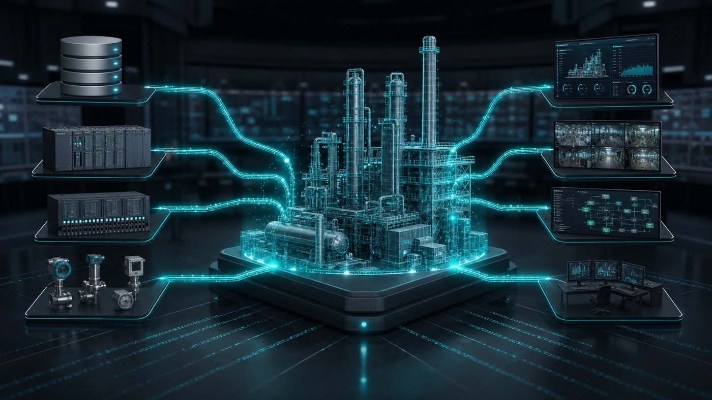 Generic visual of data integration for an industrial digital twin