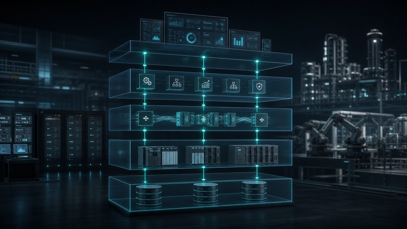 Generic visual of industrial software architecture for manufacturing